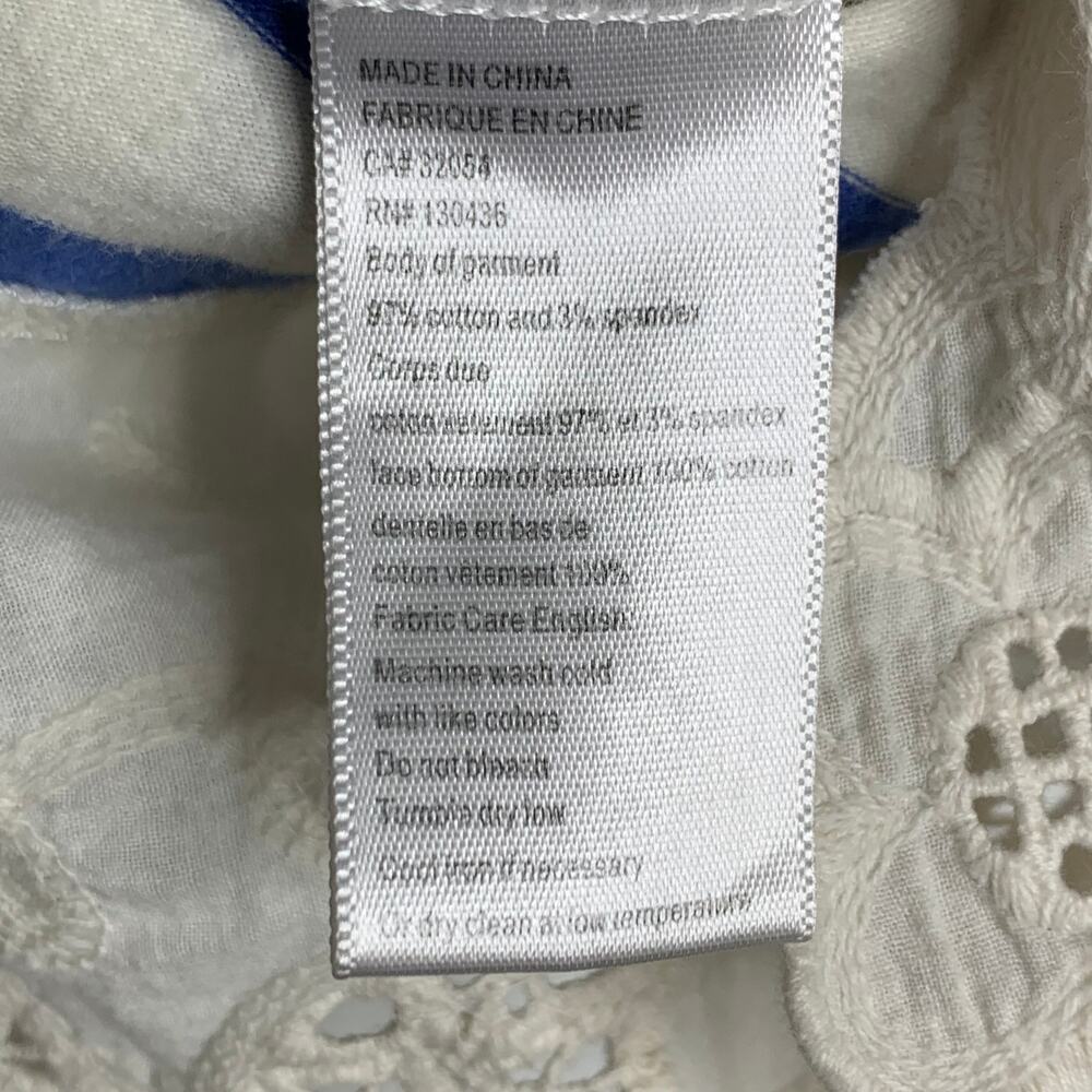 LILIS CLOSET Long Sleeve T-Shirt Eyelet Lace-Trim Striped Blue White Size Small - Picture 6 of 8